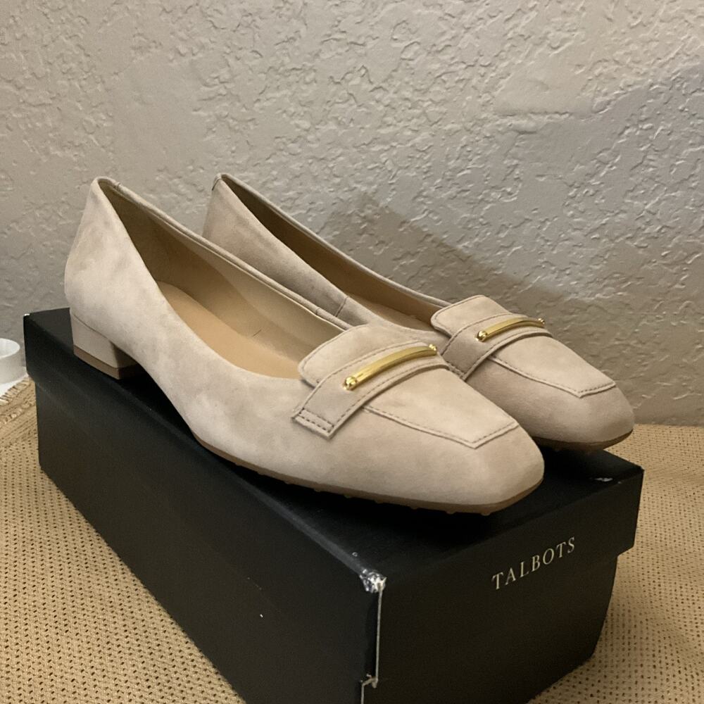 Talbots Milly Suede Loafers- Beige- 6.5- Brand New In Box